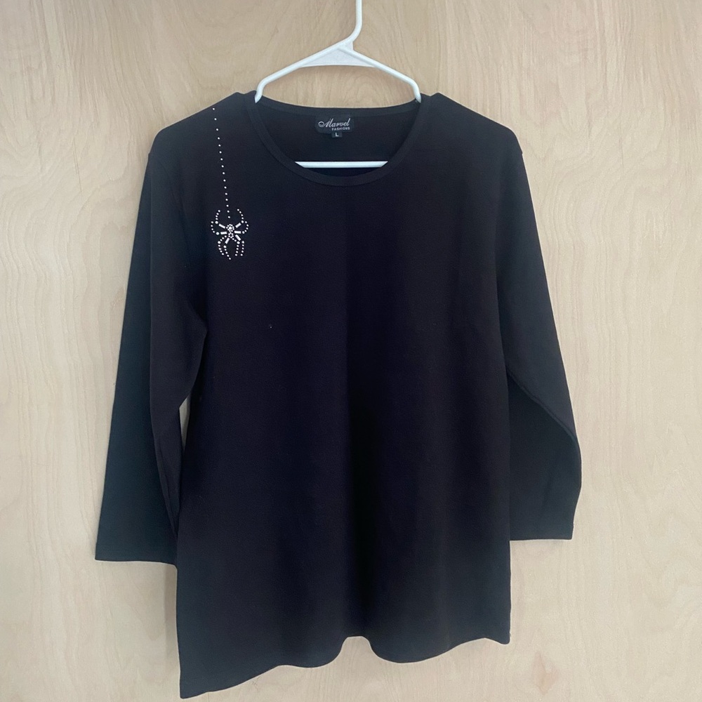 Marvel Black Spider Embellished Women's Blouse Halloween